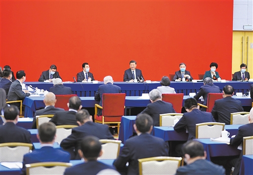 习近平在看望参加政协会议的经济界委员时强调  坚持用全面辩证长远眼光分析经济形势努力在危机中育新机于变局中开新局  汪洋参加看望和讨论 